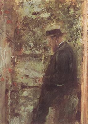 Wilhelm Leibl The Veterinarian Dr Reindl in the Arbor (nn02) oil painting picture
